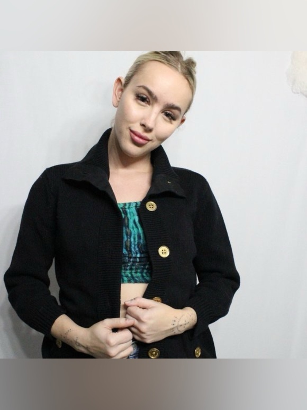 Lauren Ralph Lauren funnel neck ribbed cardigan sweater
